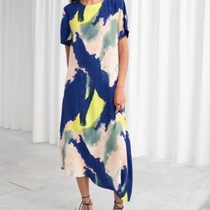 & Other Stories Watercolor Print Asymmetrical Dress